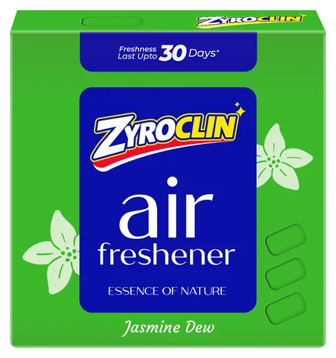 Zyroclin Air Freshener Jasmine Dew: green carton with jasmine artwork