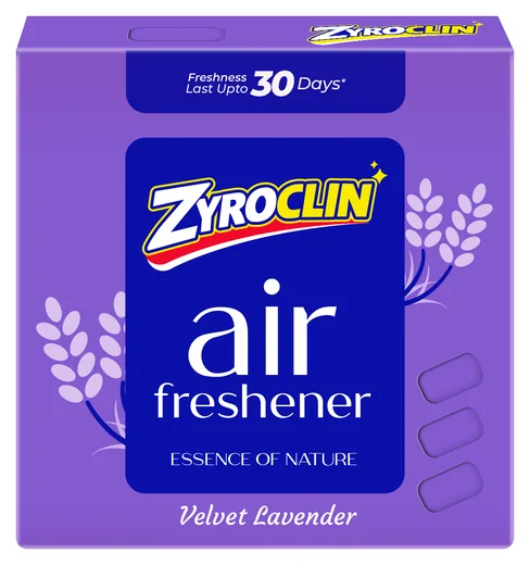 Zyroclin Air Freshener Velvet Lavender: purple carton with lavender artwork